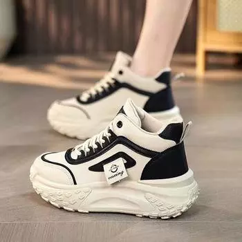 Высокие громоздкие кроссовки женские туфли осень новые модные брендовые универсальные толстые кроссовки для отдыха маленькие белые кроссовки 35