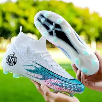 High-top football shoes 2024 spring new flying woven breathable children s professional training shoes popular football shoes 35