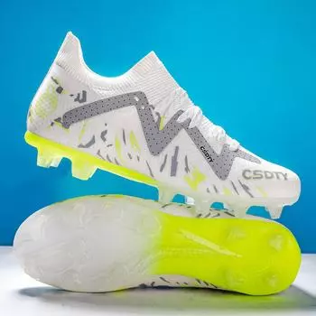 Футбольные бутсы с высоким верхом для мальчиков и девочек, подростки, студенты, игровые тренировочные бутсы TF, футбольные бутсы для игры на искусственной траве с поломанными ногтями 35