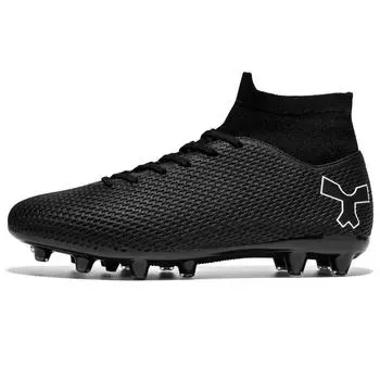 High Top Football Shoes Boys and Girls Teens Students TF Shredded Nails Artificial Turf Leather Foot Training Sneakers 35