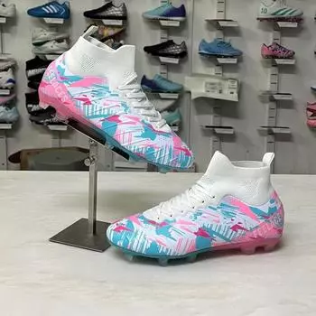 High-top football shoes, broken nails, artificial turf nails, leather feet, boys and girls, teenagers, students, training shoes 35