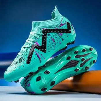 High-top football shoes Men s high-top artificial grass ground thorns 14 long nails Broken nails Children s student sports shoes 33