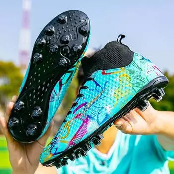 High-top football shoes men s long nails broken nails artificial grass youth student game training sports shoes 35