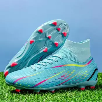 High-top football shoes tf broken nails artificial turf AG nails leather feet male and female teenagers training shoes 38