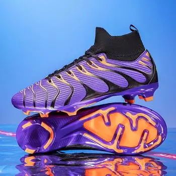 High-top football training spikes men s youth long nails AG broken nails TF artificial grass sneakers 35