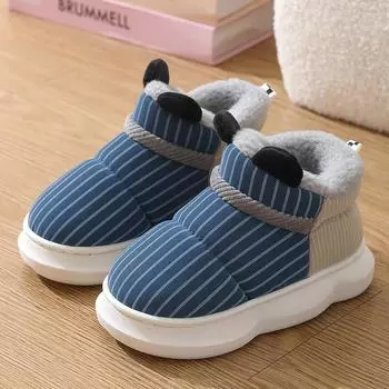 High-top leather cotton shoesEVA thick-soled parent-child PUupper waterproof and can be worn outside non-slip plush short boots to keep warm in winter 26-2718