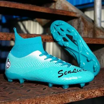 High-top leather football shoes large size men s and children s tf broken nails artificial turf AG long nails mandarin duck training shoes 33