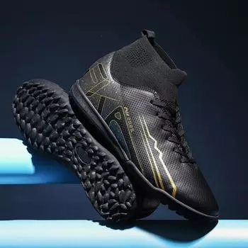 High-top Mandarin Duck Football Shoes Broken Nails Lawn AG Long Nails Boys and Girls Teen Students Training Shoes 34