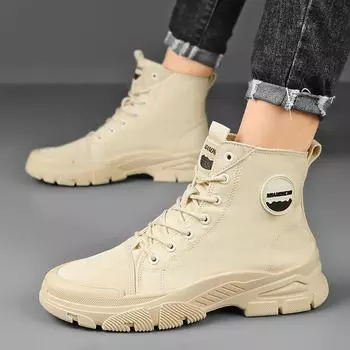 High-top Martin boots men s breathable mountaineering outdoor tooling boots new canvas men s shoes hiking short boots 39