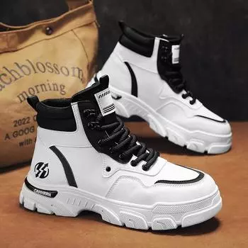 High-top Martin boots men s shoes spring 2025 new tooling shoes men s Korean version versatile British style retro platform short boots 38 жёлтый