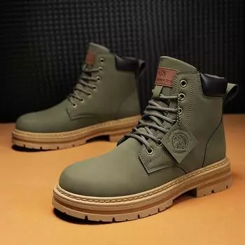 High-top Martin boots men s spring and autumn new British style leather boots men s breathable retro rhubarb tooling boots tide 39