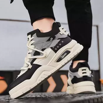 High-top men s board shoes, new thick-soled heightening, youth fashion wear-resistant sports shoes, trendy casual shoes 39