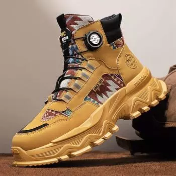 High-top men s boots tooling Martin boots men s national style embroidery locomotive boots men s autumn and winter 2024 thick bottom height increase 39