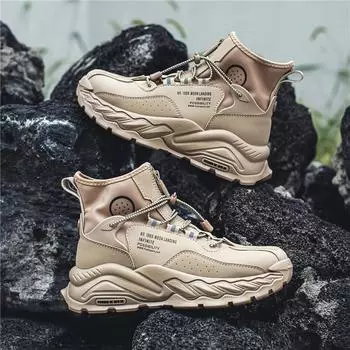 High-top Men s Casual Shoes Fashion All Black Cool Young People Daily Thick Sole Sneakers Breathable Comfortable Dad Shoes 39 чёрный