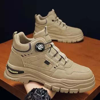 High Top Men s Cotton Shoes Snow Boots Comfortable Warm Waterproof Non-slip Cotton Shoes Anti-knock Toe Protection 39 серый