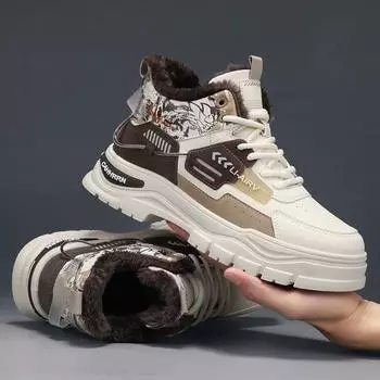 High Top Men s Cotton Shoes Snow Boots Comfortable Warm Waterproof Non-slip Cotton Shoes Anti-knock Toe Protection 39