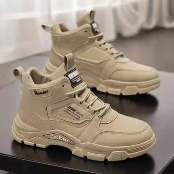 High-top men s shoes 2024 autumn new trend sports site wear-resistant labor protection mountaineering casual tooling wind Martin boots 39 серый