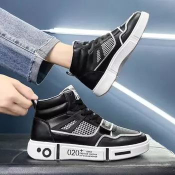 High-top men s shoes 2024 new summer leisure sports student little white versatile board shoes teen couples trendy shoes 35