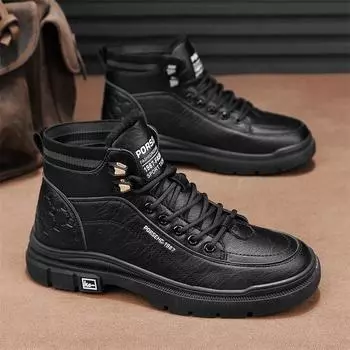 High-top men s shoes 2025 new autumn sports and leisure men s leather shoes retro Martin boots outer wear locomotive tooling shoes 39