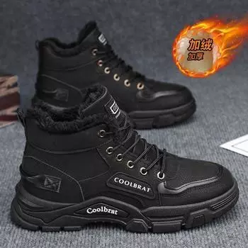 High-top men s shoes 2025 summer new tooling wind outdoor mountaineering summer velvet cotton shoes labor insurance site Martin boots 39
