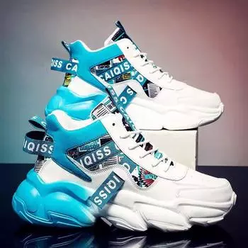 High-top men s shoes autumn 2024 new trendy versatile teen dad shoes sports and leisure heightening basketball trendy shoes 39