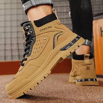 High-top men s shoes autumn and winter 2024 new Martin boots men s locomotive tooling shoes men s heightened platform trendy shoes 39