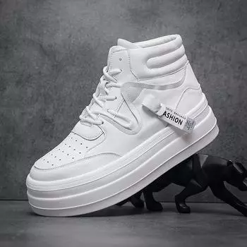 High-top men s shoes casual shoes fashion trendy shoes men s clothing store thick soles increase height thick soles shake fast live Wenzhou shoes 38 белый