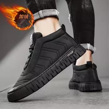 High-top men s shoes new autumn and winter casual board shoes men s warm velvet thickened men s medium-top cotton shoes 39