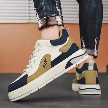 High-top men s shoes, new breathable thick-soled casual flat shoes, youth height-increasing non-slip foot-covering sports trendy shoes 39