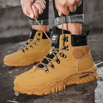 High-top men s shoes new non-slip and wear-resistant tooling shoes casual Martin boots men s outdoor sports hiking short boots 39