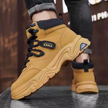 High-top men s shoes new spring and autumn sports thick-soled tooling casual Martin boots men s lace-up heightening short boots 39