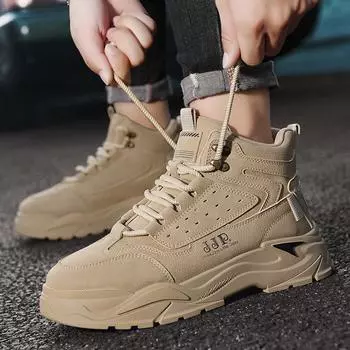 High-top men s shoes new tooling short boots men s British retro outdoor sports shoes platform wear-resistant hiking shoes 39