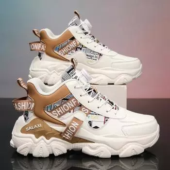 High-top men s shoes, winter knob basketball, sneakers, youth fashion brand, versatile, Putian fried street, dad shoes, thick soles 39