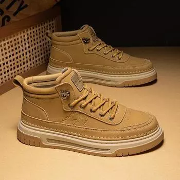 High-top men s shoes winter new trend versatile men s platform sports shoes casual soft sole heightening non-slip flat shoes 39 хаки