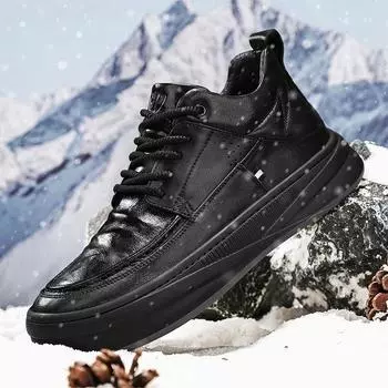 High-top men s shoes winter new casual kitchen work work waterproof and warm men s outdoor velvet cotton shoes 39