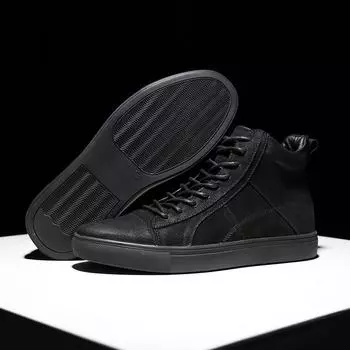 High Top Mens Sneakers Black Men s Casual Shoes Genuine Leather Winter Boots for Men Sport Warm Sneaker Luxury Flat Ankle Boots 37
