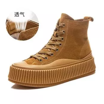 High-top retro little white shoes women s 2025 spring new platform biscuit shoes platform single shoes women s casual leather women s shoes 35