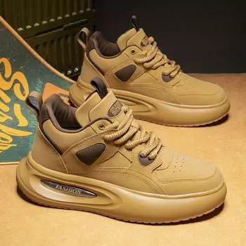 High-top shoes men s 2024 new autumn trend versatile casual youth sports heightening medium-top wheat-colored board shoes 39