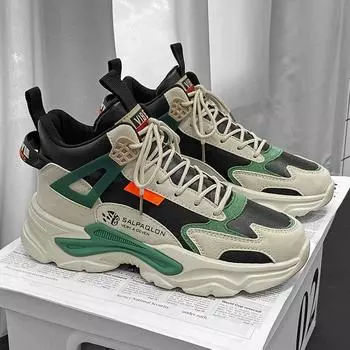 High-top shoes men s 2025 new autumn and winter men s shoes youth casual running basketball sports shoes platform dad trendy shoes 39 бежевый