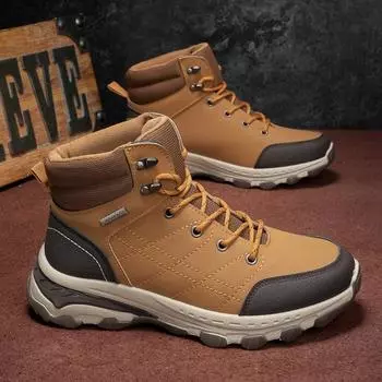 High-top shoes men s autumn and winter American retro outdoor hiking shoes thick-soled wear-resistant and non-slip high-top tooling shoes 40 чёрный