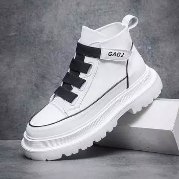 High-top shoes men s little white shoes men s board shoes fashion trend side buckle men s boots Martin shoes platform spot 38