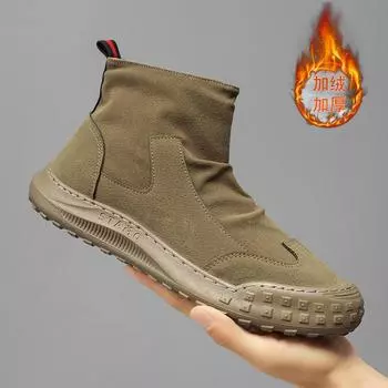 High-top shoes Tooling shoes Men s shoes Winter 2025 popular trendy shoes Martin boots Tooling cotton shoes Student velvet boots 39