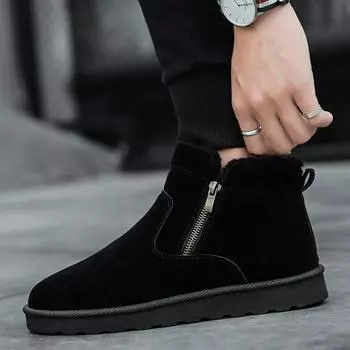 High-top snow boots autumn and winter new warm solid color cotton shoes thickened short plush bread shoes men s casual shoes 39