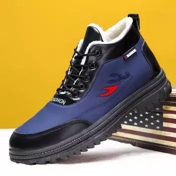 High-top snow boots men s winter velvet thickened warm cotton shoes Korean version fashion casual shoes outdoor sports men s shoes 39
