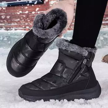 High-top snow boots women s large size waterproof side zipper piled and thickened non-slip large cotton shoes sports versatile women s shoes 36