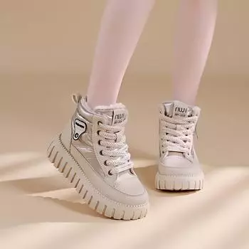 Высокие бархатные ботинки детские зимние ботинки зимние новые утолщенные теплые нескользящие ботинки из хлопка женские короткие ботинки WS 35 хаки