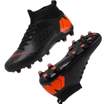 High-top white football shoes student broken nails AG long nails artificial grass youth student training shoes 35