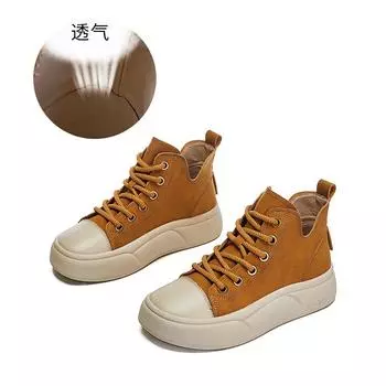 High-top women s shoes 2025 autumn new shoes women s shoes versatile platform-soled single shoes casual sports little white shoes women 35