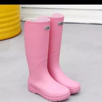 High tube rain shoes men s and women s non-slip waterproof shoes thick sole wear-resistant long tube water boots outdoor wading rubber shoes fashion 36