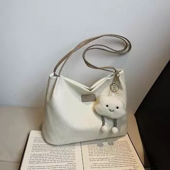 High Value Bag, Women S Trendy Fashion Texture Shoulder Bag, Popular Foreign Style, Versatile Commuter Bucket Bag коричневый